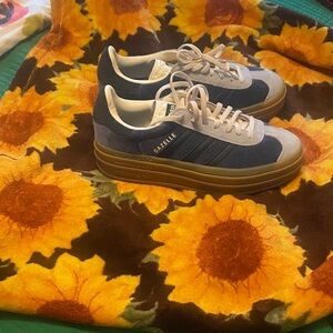 Adidas Gazelle Blue and White Sneakers